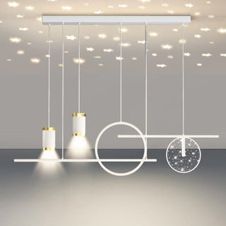 Arisha Luminaires Suspension Etoilé Moderne, Métal, Noir/Blanc/Or, Salon