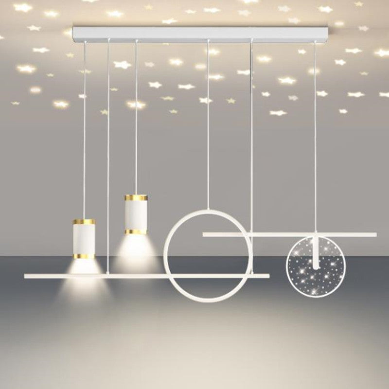 Arisha Luminaires Suspension Etoilé Moderne, Métal, Noir/Blanc/Or, Salon