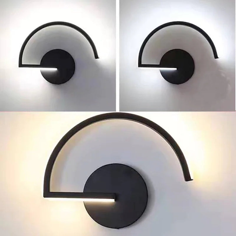 Arisha Applique Murale Semi-Circulaire Linéaire Minimaliste, Métal, Noir/Blanc, Bureau