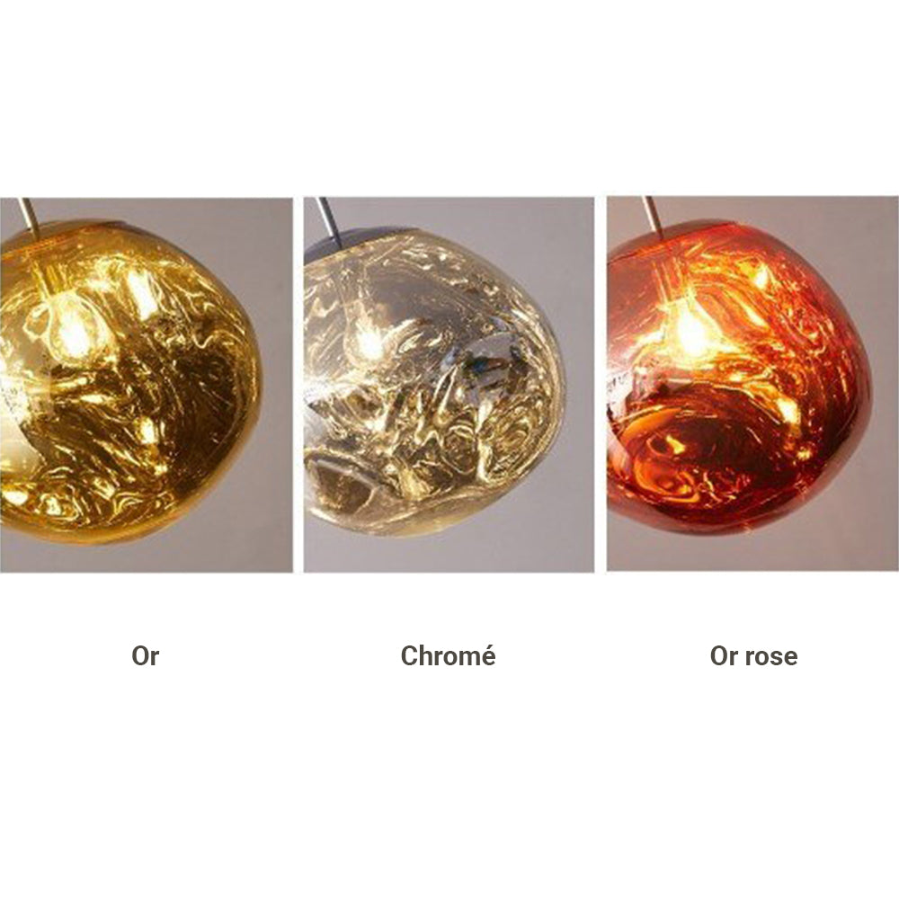 Valentina Suspension Globe Inhabituelle, Métal/Acrylique, Doré Rosé/Or/Chromé, Salon/Salle à Manger