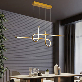 Arisha Suspension Linéaire Moderne, Métal, Noir/Or, Salle à Manger