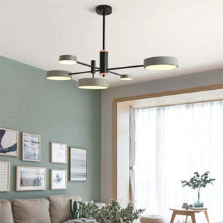 Arisha Suspension Ronde/Linéaire Moderne, Métal/Bois, Doré/Blanc/Gris, Salon