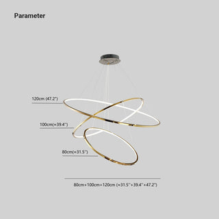 Arisha Grande Design LED Luminaires Suspensions Anneau Moderne Acrylique Doré Salon