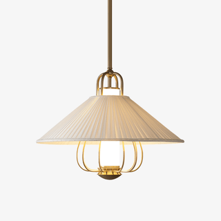 Lustra Suspension en Tissu Doré LED pour Salle à Manger