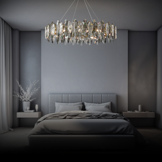 Kristy Design LED Lustre Verre/Métal Cristaux Dorés Salon/Chambre à Coucher