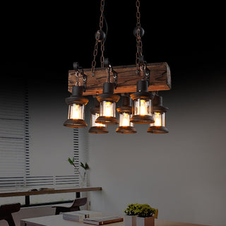 Epoch Suspension Rectangulaire Vintage, Metal/Bois, Marron, Chambre