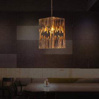 Epoch Suspension Rectangulaire Naturelle, Metal/Bois, Marron, Salon