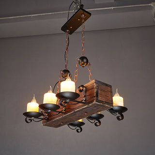 Epoch Suspension Sectangulaire Vintage, Metal/Bois, Marron, Salon