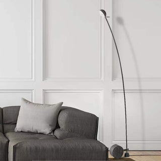 Mira Lampadaire Courbe Moderne, Marbre/Métal, Noir, Salon