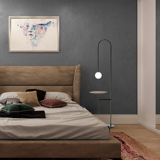 Valentina Design Avec Tableau Lampadaire Simple Métal/Marbre/Verre Noir Salon