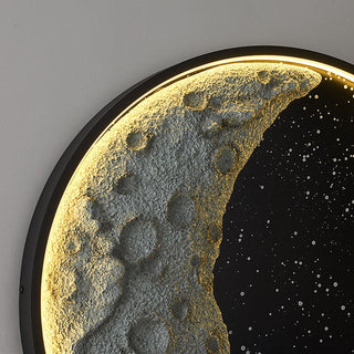 Aria Applique Murale Moderne Astronaute Lune, Métal, Noir, Chambre/Salon