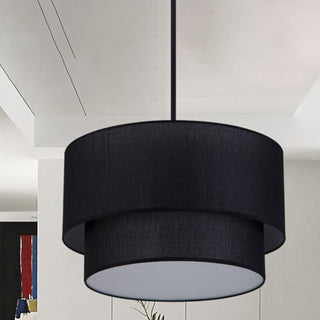 Ritta Moderne LED Suspension Blanc Noir Métal Tissu Salon Chambre à coucher