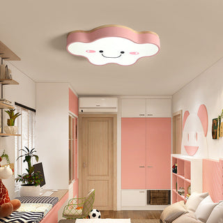 Aria Plafonnier Nuage Moderne, Acrylique/Bois, Blanc/Vert/Rose, Chambre