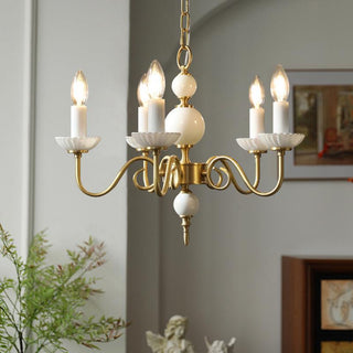 Silva Vintage LED Bougie Lustre Brasse à Céramique Salon