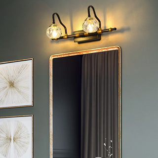 Kristy Applique Murale Miroir Bol Vintage, Métal/Cristal, Noir, Salle de Bain