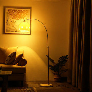 Mira Lampadaire Dôme Moderne Métal/Marbre/Acrylique Blanc/Orange Salon-Luire