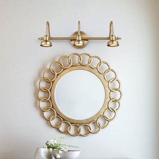 Tiffany Applique Murale Miroir Ronde Vintage, Métal, Or, Salon