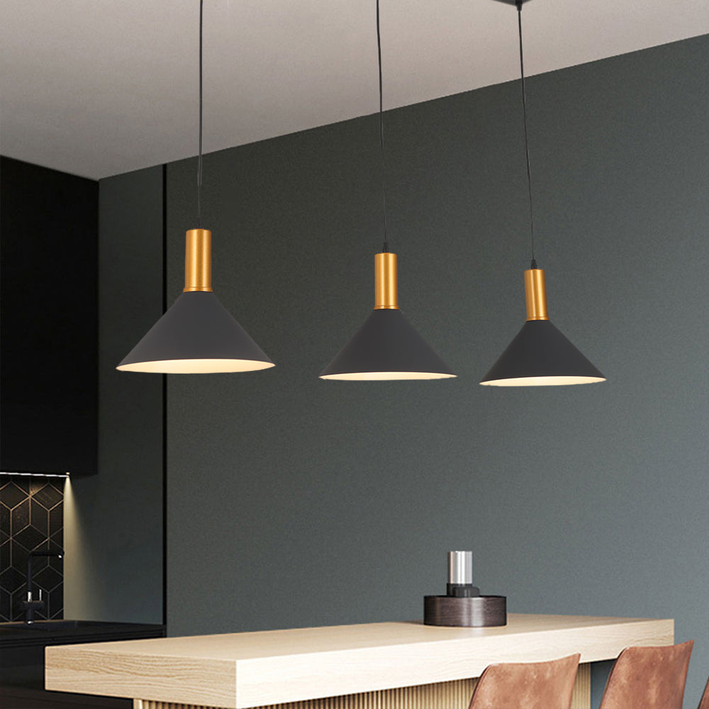 Arisha Suspension Luminaire 3 Lampes Design Italien Métal Verre Vert Grisâtre Salon/Salle à Manger