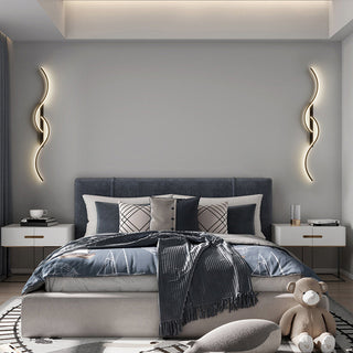 Rorel Applique Murale Vague Design Moderne Noir/Or Salon-Luire