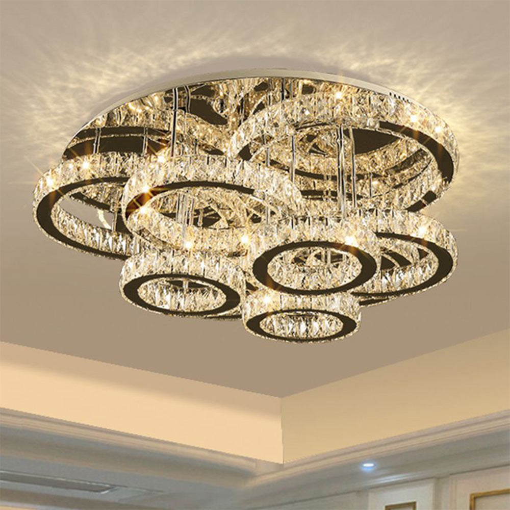 Kristy Design Italien LED Plafonnier Anneau Moderne Métal/Cristal Or Chambre à Coucher/Salle à Manger