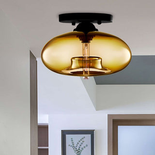 Arisha Oval Industriel LED Plafonnier Rouge/Marron/Ambre/Bleu Métal/Verre Salon