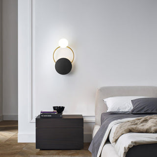 Arisha Applique Murale LED Moderne à Triple Anneau, Métal/Verre, Noir/Or, Chambre à Coucher