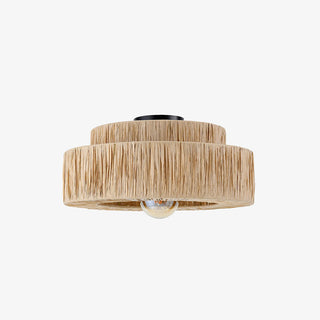Ritta Rattam Suspension Ronde Simple, Métal/Rotin, Marron, Chambre à Coucher/Librairie