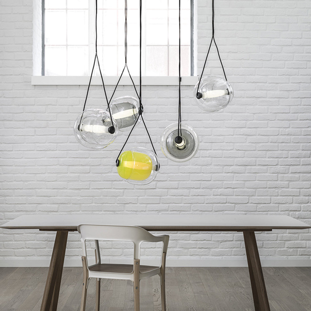 Valentina Design Luminaires Suspensions Bulle Moderne LED Verre Bleu/Jaune/Rose/Blanc Salon/Chambre à Coucher