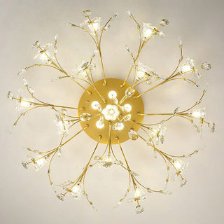 Arisha Design LED Plafonnier Fleur Art Deco Métal/Verre Doré Salon/Chambre à Coucher