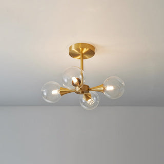 Valentina Suspension Boule Moderne, Laiton/Verre, Blanc/Claire, Salon