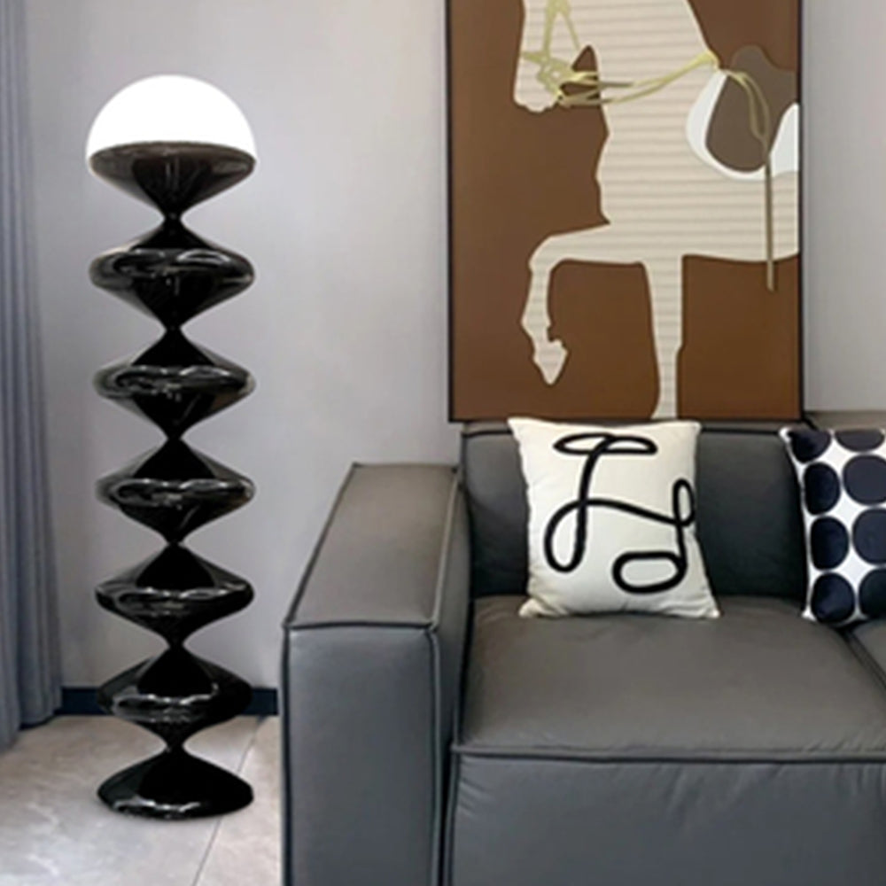 Salagado Lampadaire Gourde Moderne, Métal, Noir/Blanc, Salon