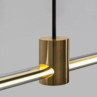 Ray Suspension Linéaire Moderne, Metal/Acrylique, Rouge/Marron, Chambre