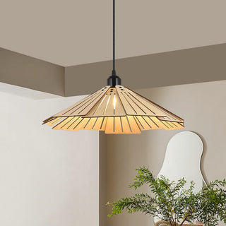 Muto Luminaires Suspension Rétro, Jaune/Brun, Métal & Bois