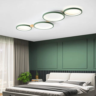 Zenar Plafonnier Rond Moderne. Métal/Bois. Blanc/Gris/Vert. Salon-Luire