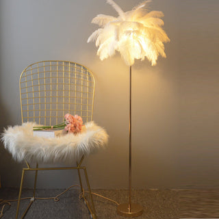 O'Moore Lampadaire Arbre Design Plume/Métal Blanc/Rose/Khaki Salon
