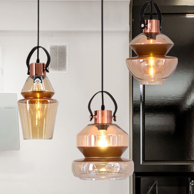 Silva Moderne LED Suspension Ambre Métal Verre Salon Salle à manger