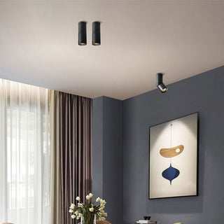 Arisha Cylindre Simple LED Plafonnier Blanc Noir Métal Salon