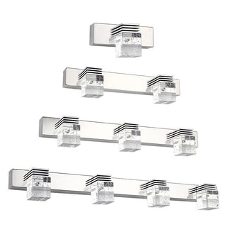 Arisha Applique Murale à Miroir Carrée Moderne, Métal/Cristal, Argent, Salle de Bain