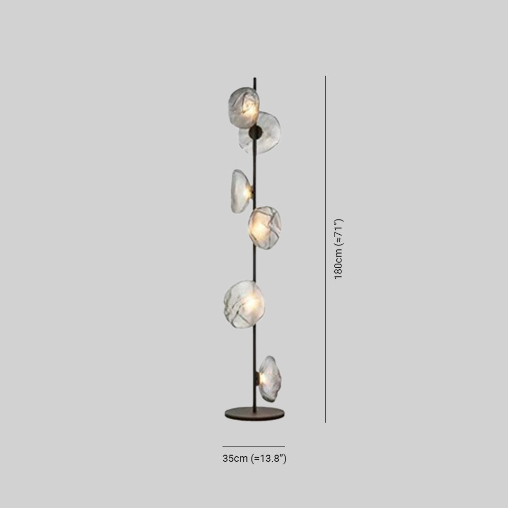 Avi Design Lampadaire Fleur Nordique Métal/Verre Noir/Or/Gris Chambre/Salon