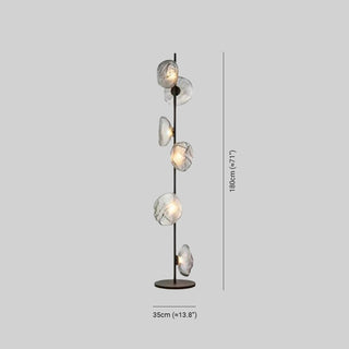 Avi Design Lampadaire Fleur Nordique Métal/Verre Noir/Or/Gris Chambre/Salon