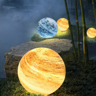 Korel Lampadaire Boule Moderne Bleu/Curry de Lait Jardin-Luire