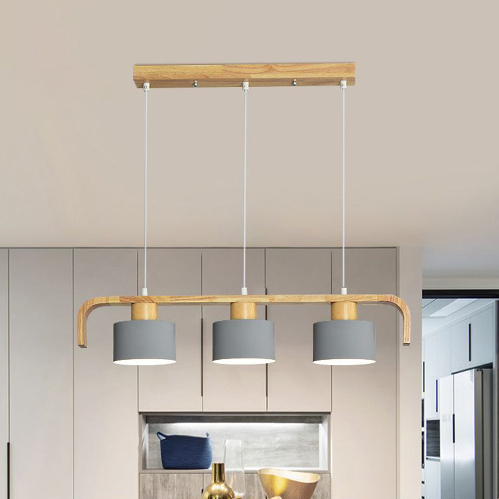 Valentina Moderne Luminaires Suspensions Cylindre Nordique Bambou Blanc/Vert/Gris Chambre à Coucher