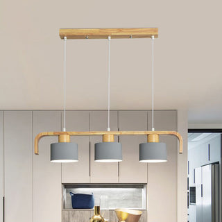 Valentina Moderne Luminaires Suspensions Cylindre Nordique Bambou Blanc/Vert/Gris Chambre à Coucher