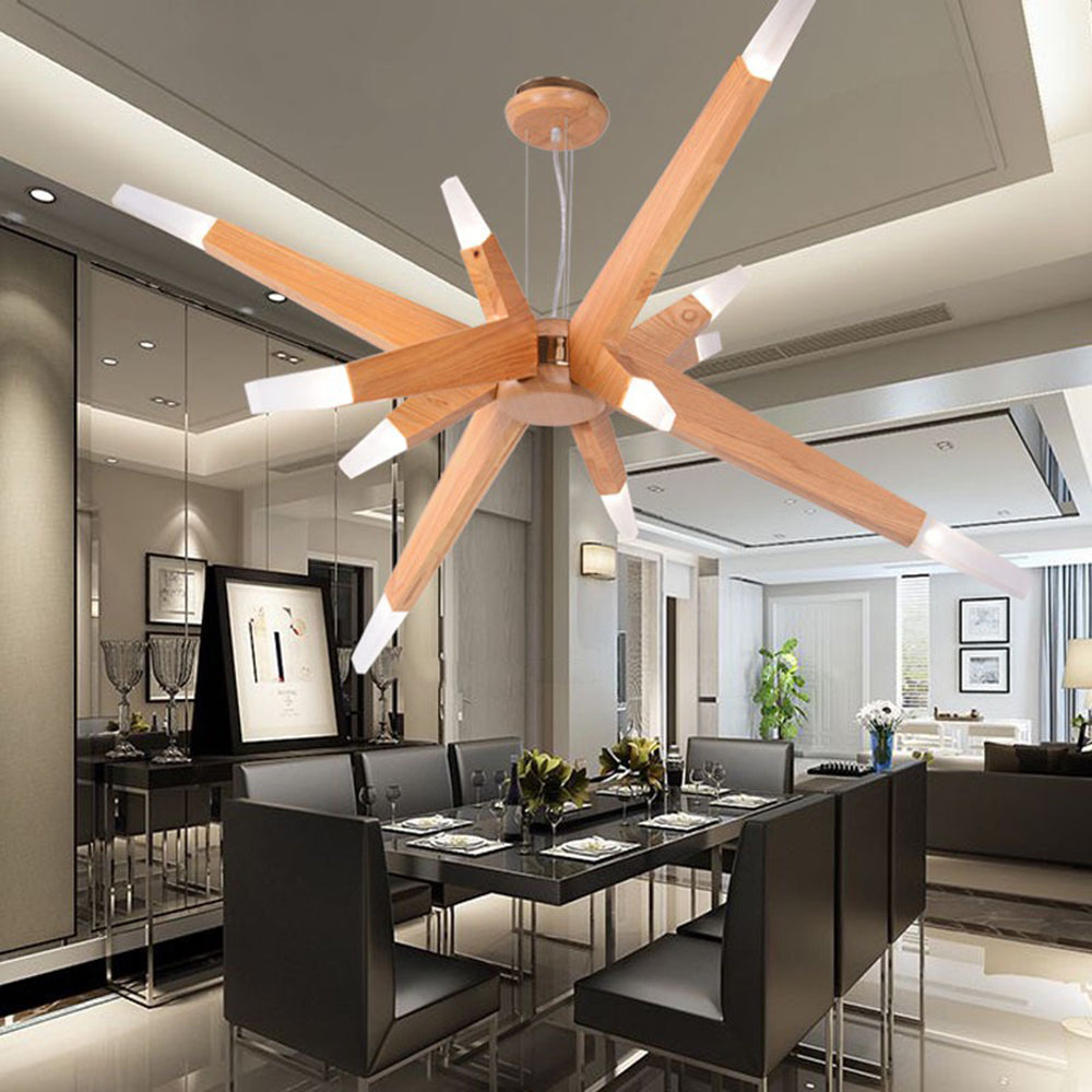 Muto Luminaires Suspensions Inégale Spoutnik Design Bois/Acrylique Chambre à Coucher