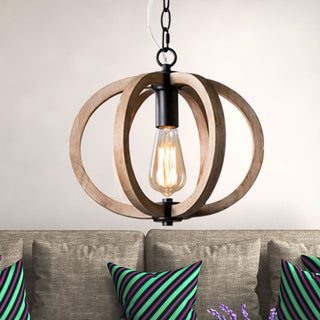 Silva Sphère Vintage LED Suspension Métal Bois Salon Salle à manger