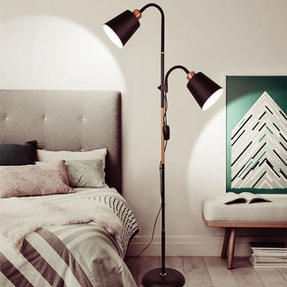 Tiffany Lampadaire Cylindre Moderne, Métal, Noir/Blanc, Salon