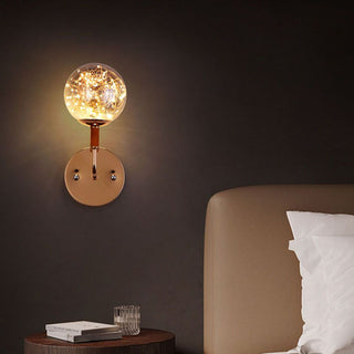 Valentina Applique Murale Bulle Ronde Moderne LED Métal Verre Noir/Or Salon/Chambre à Coucher