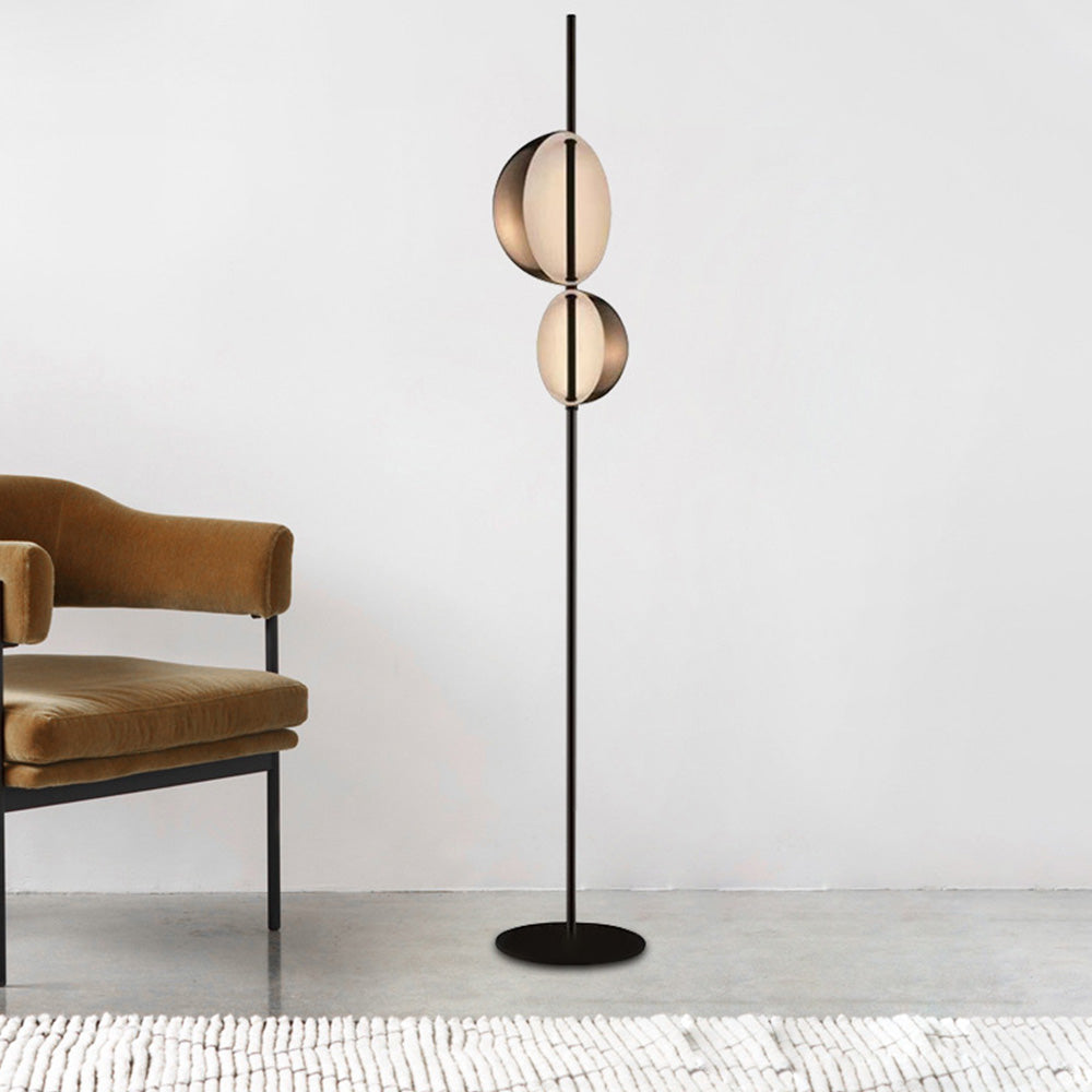 Mira Design Lampadaire Rond Moderne Métal Noir/Or Bureau/Chambre