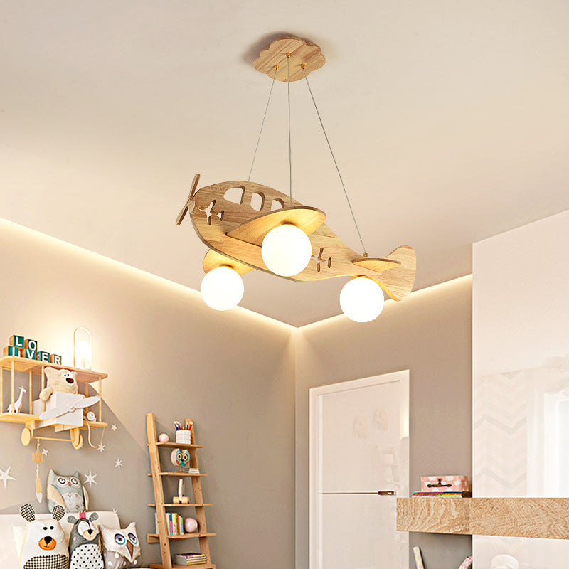 Aria Luminaires Suspension Avion Moderne, Bois, Chambre d'Enfant/Salon