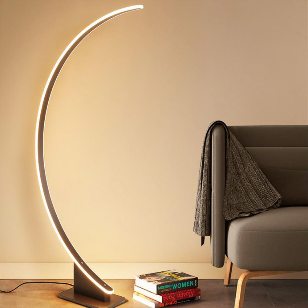 Ray Design Lampadaire Arche Simple Métal/Silicone Café/Blanc Salon/Chambre à Coucher
